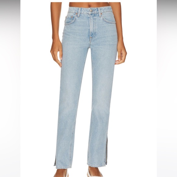 GRLFRND Harlow Petite High Rise Boot With Slit Hem Jeans
